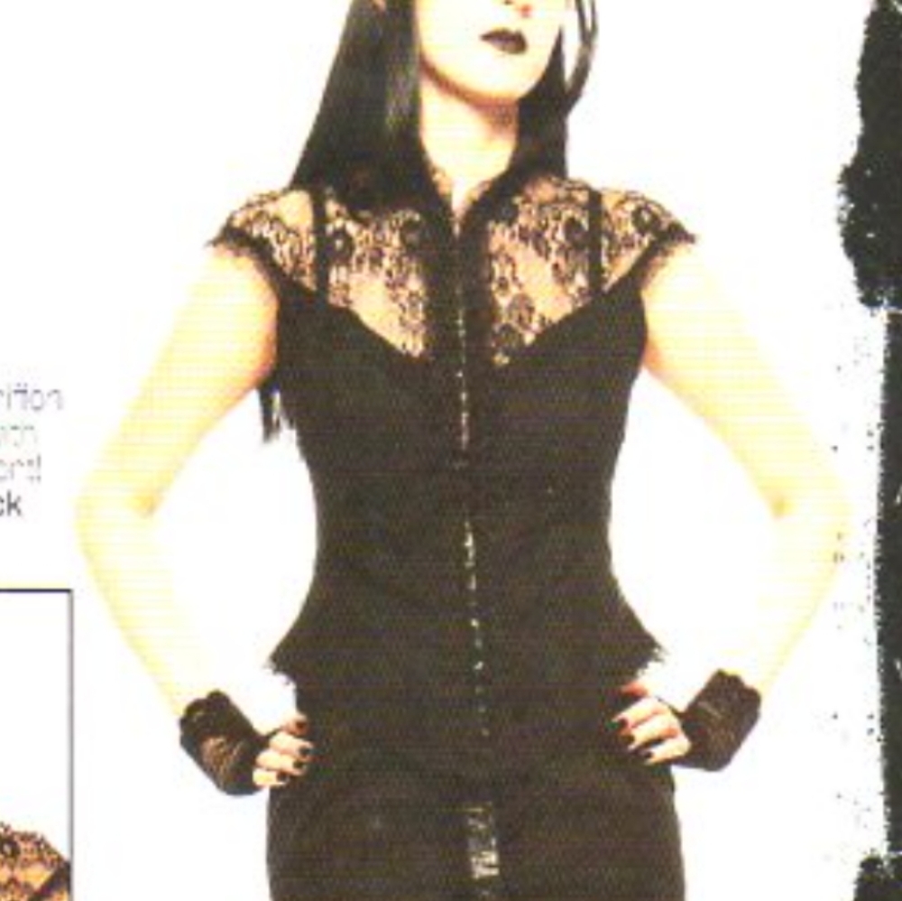 Y2K Vintage Lip Service High Collar Sheer Lace Hook & Eye Corset Top Size Medium